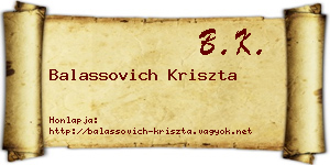 Balassovich Kriszta névjegykártya
